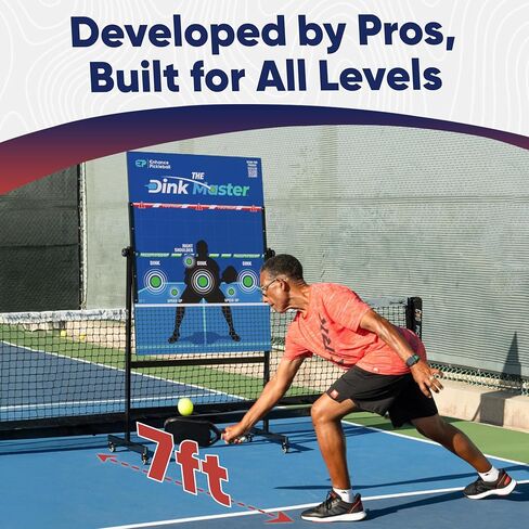 تعزيز Pickleball Dink Master، مدرب Pickleball المحمول، Dink Master Pickleballs ممارسة المجلس للتدريب الفردي، كرة مخلل قابلة للتعديل، لوحة Dinkmaster Pickleballs مع حامل in Kuwait