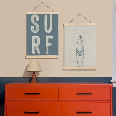 BearCake Surf Room Decor, Coastal Beach Surf Wall Art Poster Hanger Frame, Beach House Decor, Vintage Blue Surfboard Canvas Prints Framed Wall Decor for Home Bedroom Living Room, 12x16 Inch Set of 2 in Kuwait