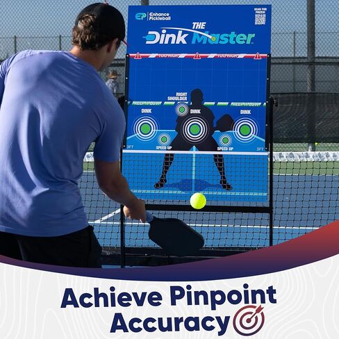 تعزيز Pickleball Dink Master، مدرب Pickleball المحمول، Dink Master Pickleballs ممارسة المجلس للتدريب الفردي، كرة مخلل قابلة للتعديل، لوحة Dinkmaster Pickleballs مع حامل in Kuwait