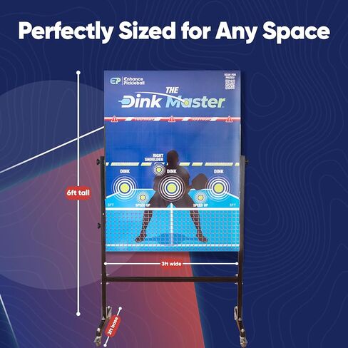 تعزيز Pickleball Dink Master، مدرب Pickleball المحمول، Dink Master Pickleballs ممارسة المجلس للتدريب الفردي، كرة مخلل قابلة للتعديل، لوحة Dinkmaster Pickleballs مع حامل in Kuwait