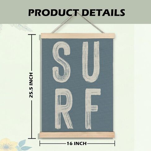 BearCake Surf Room Decor, Coastal Beach Surf Wall Art Poster Hanger Frame, Beach House Decor, Vintage Blue Surfboard Canvas Prints Framed Wall Decor for Home Bedroom Living Room, 12x16 Inch Set of 2 in Kuwait