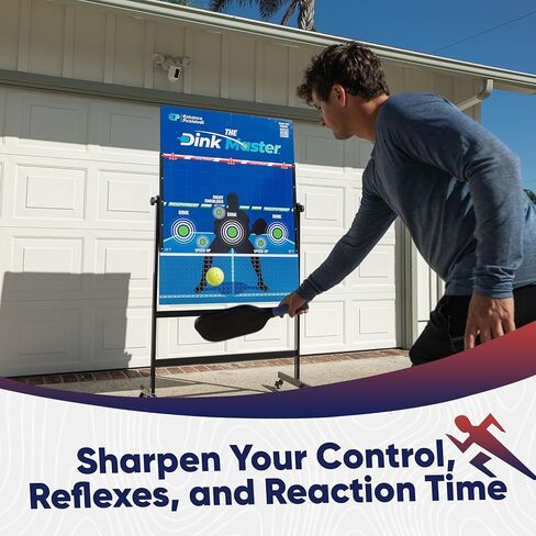 تعزيز Pickleball Dink Master، مدرب Pickleball المحمول، Dink Master Pickleballs ممارسة المجلس للتدريب الفردي، كرة مخلل قابلة للتعديل، لوحة Dinkmaster Pickleballs مع حامل in Kuwait