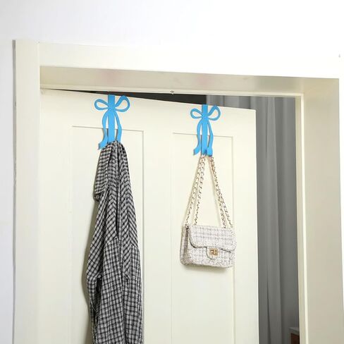Chunful 2 Pack Pink Bow Over The Door Hook, Metal Strong Door Hanger Hook Coquette Room Decor Bow Accessories for Cabinet Living Room Bathroom Bedroom Kitchen Hanging Clothes Towels Hats Coats Bags in Saudi Arabia