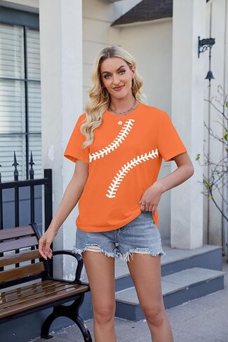 Baseball Shirt Women Baseball Love Graphic Tees Funny Baseball Mom T Shirt Game Day Short Sleeve Tops in Kuwait