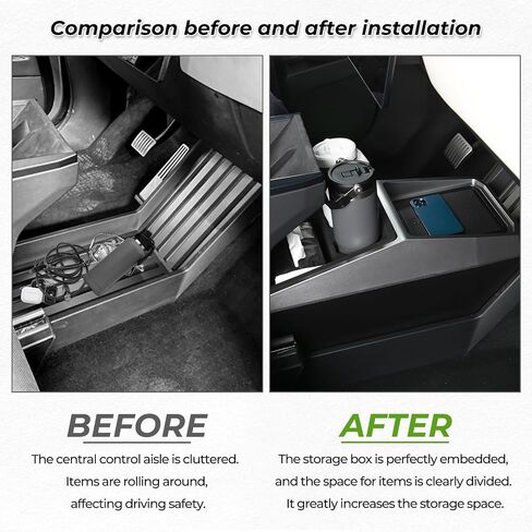 Under Screen Storage Box for Tesla Cybertruck 2024 2025, Center Console Hidden Dashboard Organizer Tray with Anti-Slip Liner, Cybertruck Interior Accessories in Saudi Arabia