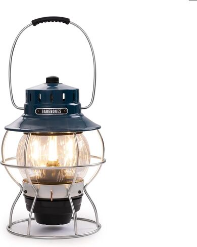 Barebones Railroad Lantern – Ocean Blue, Vintage-Inspired LED Camping Lantern with Rechargeable Battery – Adjustable Brightness Outdoor Light for Camping Gear, Backyard, and Home Decor in Saudi Arabia