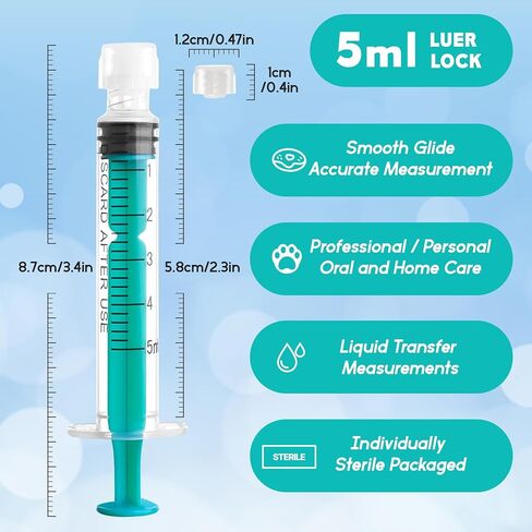 SHAOTONG 1ml/cc Luer Lock Syringes with Cap Without Needle, Sterile, Individually Wrapped, Pack of 50 in Kuwait