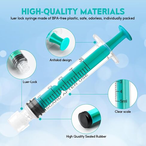 SHAOTONG 1ml/cc Luer Lock Syringes with Cap Without Needle, Sterile, Individually Wrapped, Pack of 50 in Kuwait