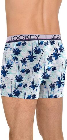 Jockey Men's Underwear True Style 4" Trunk - 3 Pack, Fanning Flora/True Blue/Frolic Stripe, M in Saudi Arabia