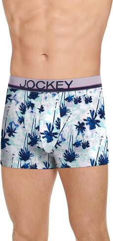 Jockey Men's Underwear True Style 4" Trunk - 3 Pack, Fanning Flora/True Blue/Frolic Stripe, M in Saudi Arabia