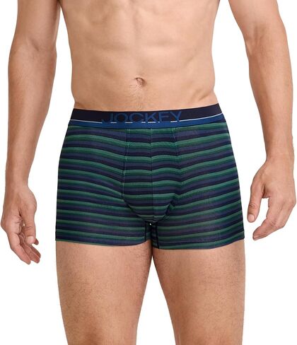 Jockey Men's Underwear True Style 4" Trunk - 3 Pack, Fanning Flora/True Blue/Frolic Stripe, M in Saudi Arabia