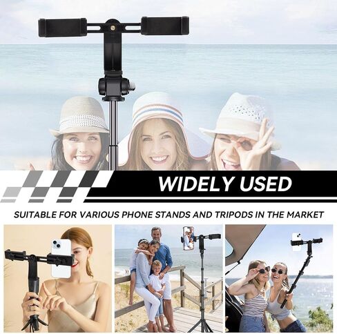Universal Tripod Cell Phone Holder, Adjustable Phone Mount for Tripod, Dual Cell Phone Tripod Mount Adapter, 360 Rotatable, Fits All Smartphone (2-Position) in Kuwait