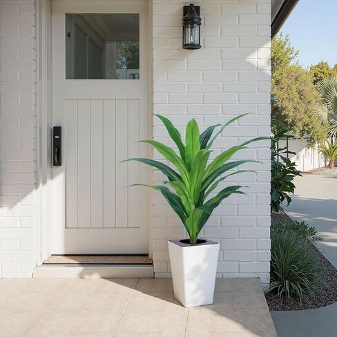 5FT Artificial Palm Tree with White Tall Planter - Fake Tree Areca Floor Plant in Pot - Artificial Silk Plants for Indoor Home Office Decor in Kuwait