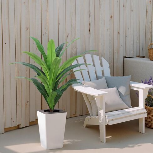 5FT Artificial Palm Tree with White Tall Planter - Fake Tree Areca Floor Plant in Pot - Artificial Silk Plants for Indoor Home Office Decor in Kuwait