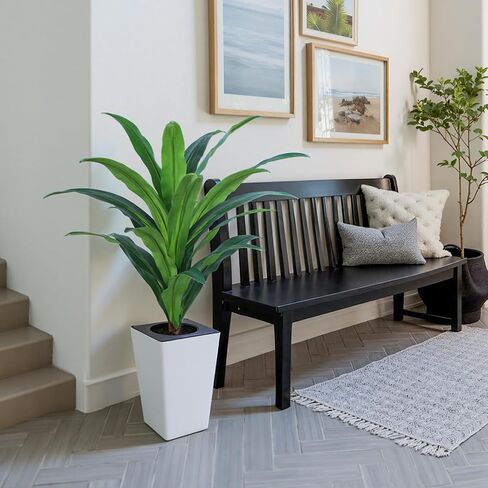 5FT Artificial Palm Tree with White Tall Planter - Fake Tree Areca Floor Plant in Pot - Artificial Silk Plants for Indoor Home Office Decor in Kuwait