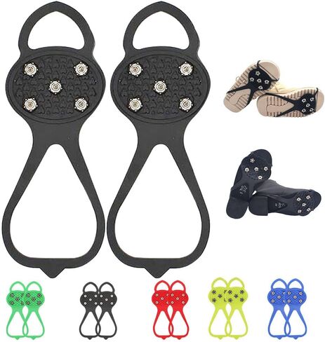 Universal Non-Slip Gripper Spikes, 2026 New Universal Non Slip Gripper Spikes for Shoes, 5-Tooth Crampon Non-Slip Silicone Shoe Cover for Hiking Walking Climbing Fishing in Saudi Arabia