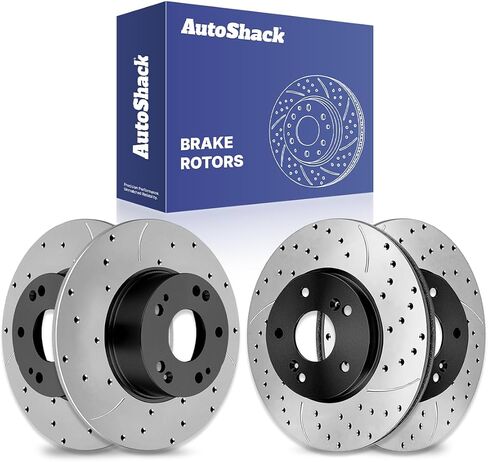 Autoshack Black Hat حفر ودوارات الفرامل المحفوفة بالفرامل الأمامية والخلفية مجموعة استبدال دوار الفرامل الخلفية لعام 2003-2007 هوندا أكورد 2004-2008 Acura TSX 2.4L 3.0L V6 FWD PR41277PR41317 in Saudi Arabia
