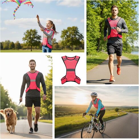 Reflective Running Vest High Visibility Running Gear with Large Pocket Night Lightweight Reflective Safety Vest for Women Men Kids Biking Cycling Riding Walking Motorcycle Construction Workers in Saudi Arabia