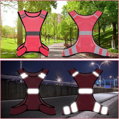 Reflective Running Vest High Visibility Running Gear with Large Pocket Night Lightweight Reflective Safety Vest for Women Men Kids Biking Cycling Riding Walking Motorcycle Construction Workers in Saudi Arabia
