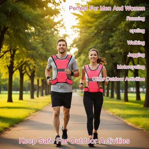 Reflective Running Vest High Visibility Running Gear with Large Pocket Night Lightweight Reflective Safety Vest for Women Men Kids Biking Cycling Riding Walking Motorcycle Construction Workers in Saudi Arabia