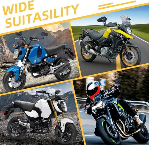 مرايا الدراجات النارية للمقودات ، 7/8 "تشمل مرايا نهاية الشريط مقابس المرآة متوافقة مع Honda Grom MSX125 Z650 Z125 Pro Z750 Z800 MT-07 MT-03 MT-09 FZ-07 FZ09 FZ8 FZ6R0 GSX-S125 in Kuwait