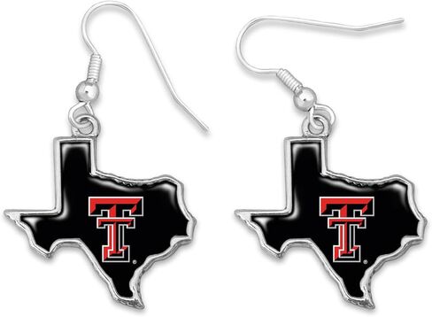 أقراط مجوهرات من Heart Texas Tech Red Raiders State of Mine مرخصة من TTU، فضية in Saudi Arabia