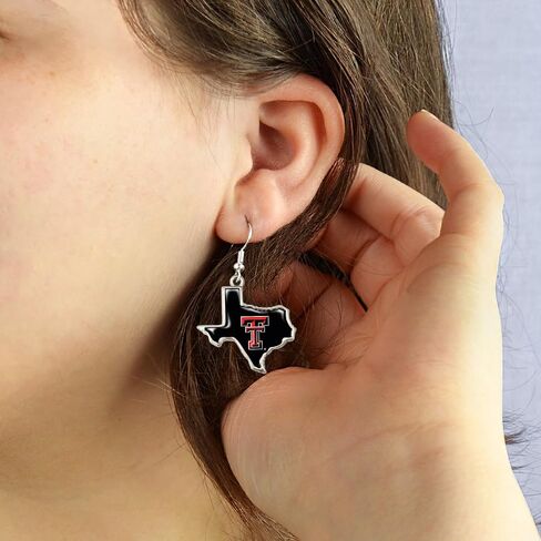 أقراط مجوهرات من Heart Texas Tech Red Raiders State of Mine مرخصة من TTU، فضية in Saudi Arabia