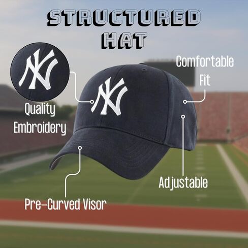 Officially Licensed New York Youth Boys Girls Baseball Hat Classic MVP Home Field Navy Blue Kids Adjustable NY Embroidered Team Logo Sports Cap in Saudi Arabia