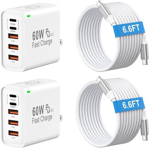 2Pack USB C كتلة شاحن سريع ، 60W 5-Port USB C Charger Cloch 30W Type C Clock Clock ، 2USB C+3USB A PPS/PD 3.0 Multiport Charge Cube for iPhone 16 15 14 13 Pro Max ، for Galaxy S24 S23 Ultra ، i pad pad in Kuwait