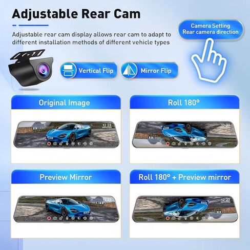 كاميرا مرآة DASH للسيارة DASHCAM 4K Front 1080p عرض خلفي مع W/Wi-Fi والتطبيق ADAS BSD LCA GPS WDR Vision G-SESOR LOOP Recording STORK STANCE 64GB CARD (ADAS) in Kuwait