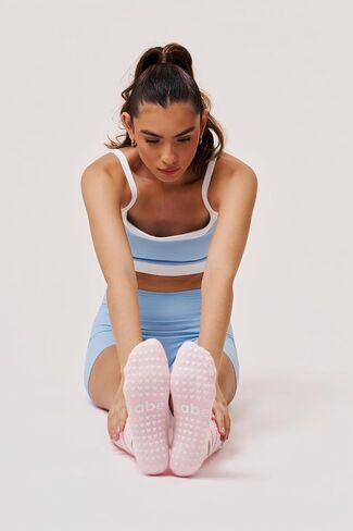 Sabel Ballet-Style Non-Slip Grip Socks, Pink, White, Multi-Purpose Dance Pilates Yoga Socks, One Size Fits All in Saudi Arabia