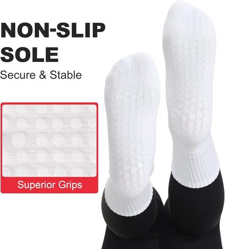 6pairs Grip Pilates Socks with grips for Women Crew Cotton Non Slip Grippy Socks Yoga Barre Workout Gifts in Saudi Arabia