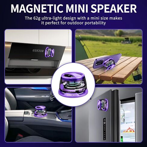 مكبر صوت G200 Magnetic Bluetooth - مكبر صوت Mini Bluetooth المحمول مع حامل الهاتف ، وضع اللعبة ، وقت اللعب 7H ، RGB Light ، هدية مثالية في سن المراهقة للتخييم والديكور المنزلي in Saudi Arabia