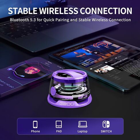 مكبر صوت G200 Magnetic Bluetooth - مكبر صوت Mini Bluetooth المحمول مع حامل الهاتف ، وضع اللعبة ، وقت اللعب 7H ، RGB Light ، هدية مثالية في سن المراهقة للتخييم والديكور المنزلي in Saudi Arabia