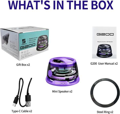 مكبر صوت G200 Magnetic Bluetooth - مكبر صوت Mini Bluetooth المحمول مع حامل الهاتف ، وضع اللعبة ، وقت اللعب 7H ، RGB Light ، هدية مثالية في سن المراهقة للتخييم والديكور المنزلي in Saudi Arabia