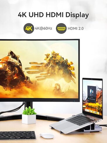 محطة إرساء الكمبيوتر المحمول Stand STAND DUAL 4K Monitor: Quuge USB C Docking Station مراقبة مزدوجة للكمبيوتر المحمول ، 2 HDMI (4K@120Hz) ، 2 منافذ USB3.0 ، 100W PD ، RJ45 Ethernet ، Universal Laptop Stand USB C Dock in Kuwait