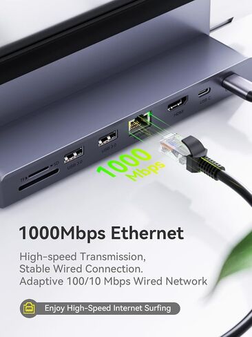محطة إرساء الكمبيوتر المحمول Stand STAND DUAL 4K Monitor: Quuge USB C Docking Station مراقبة مزدوجة للكمبيوتر المحمول ، 2 HDMI (4K@120Hz) ، 2 منافذ USB3.0 ، 100W PD ، RJ45 Ethernet ، Universal Laptop Stand USB C Dock in Kuwait