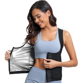 سترة ساونا للنساء لتدريب الخصر، قميص مشكل للعرق قابل للتعديل، قميص بدون أكمام للتحكم في البطن للجري في صالة الألعاب الرياضية واليوجا in Kuwait