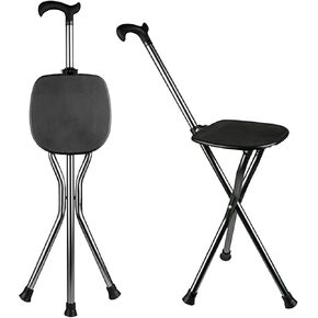 Hold 440 lbs Folding Canes with Seat Walking Stick Height Adjustment Cane Seat Capacity Frosted Handle with Magnetic Therapy Stone Massage Crutches Stool in Saudi Arabia