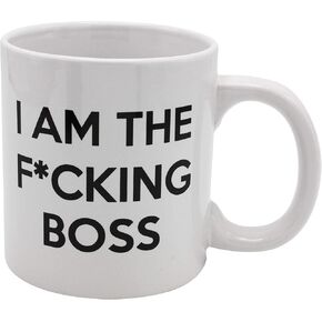 كوب Island Dogs Giant "I'm the F*cking Boss" المبتكر - كوب قهوة سيراميك كبير الحجم بوزن 22 أونصة، هدية مكتبية مضحكة للرؤساء وزملاء العمل، آمن للاستخدام في غسالة الأطباق والميكروويف، كوب قهوة فريد للرجال والنساء in Kuwait