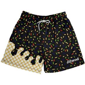 Men's Ice Cream Mesh Graffiti Print Athletic Shorts Lightweight Quick-Dry Gym Basketball Workout Running Shorts with Pockets in Saudi Arabia