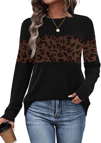 WIHOLL Womens Sweaters Trendy Color Block Tops Long Sleeve Shirts Fall Outfits Early Fall Fashion 2025 Winter Clothing in Saudi Arabia