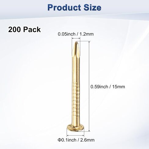 200-Pack Small Tiny Nails, 1.5mm x 20mm Brass Precision MIni Nails Hardware Round Head for Wooden/DIY Crafts Decorative/Household Accessories/Picture Hanging in Saudi Arabia