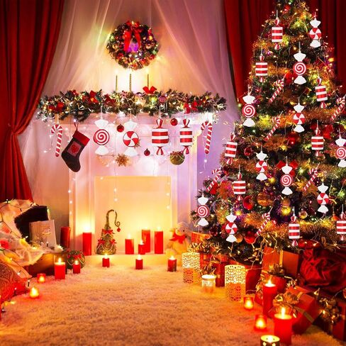 54 Pcs Wine Red Plastic Christmas Tree Ball Ornaments Set, Hanging Decorations with Artificial Christmas Flowers in Kuwait