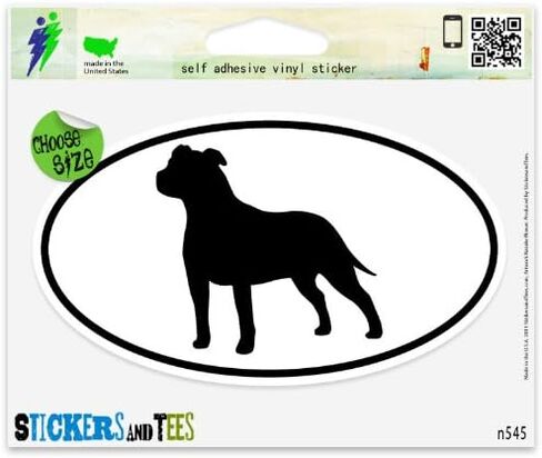 American Staffordshire Terrier Floppy Ears Dog Breed Shape Oval Car Sticker Indoor Outdoor 5" x 3" in Saudi Arabia