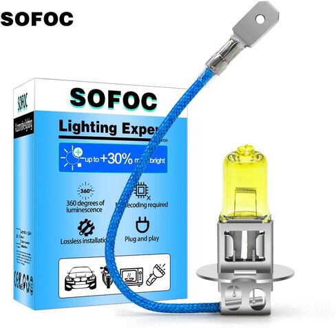 SOFOC H1 لمبة P14.5S ضوء أصفر الضباب ضوء s لمبات عالية/منخفضة شعاع السوبر مشرق مصابيح استبدال 12 فولت 100 واط 4000 كيلو 2 قطعة in Kuwait
