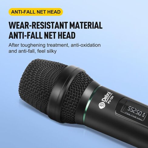 D Debra Wireless Microphone UHF Cordless Handheld Dynamic with Rechargeable Receiver and 30 Adjustable Frequency for Karaoke Singing, Wedding, DJ, Party, Speech, Church, Class Use, 200ft (PU-12H-01) in Saudi Arabia