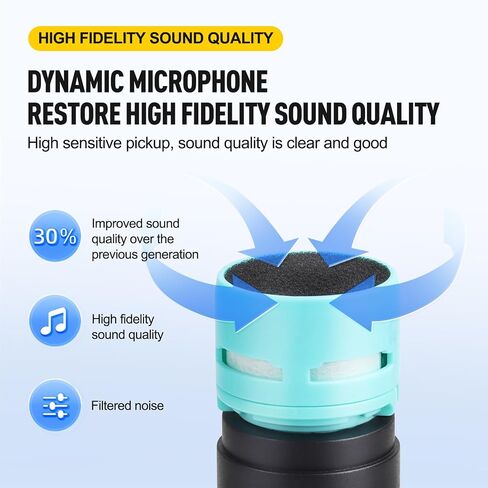 D Debra Wireless Microphone UHF Cordless Handheld Dynamic with Rechargeable Receiver and 30 Adjustable Frequency for Karaoke Singing, Wedding, DJ, Party, Speech, Church, Class Use, 200ft (PU-12H-01) in Saudi Arabia