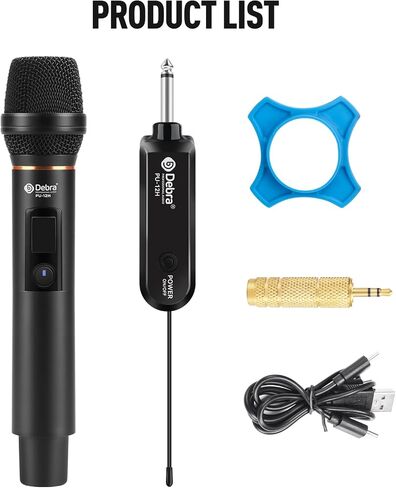 D Debra Wireless Microphone UHF Cordless Handheld Dynamic with Rechargeable Receiver and 30 Adjustable Frequency for Karaoke Singing, Wedding, DJ, Party, Speech, Church, Class Use, 200ft (PU-12H-01) in Saudi Arabia