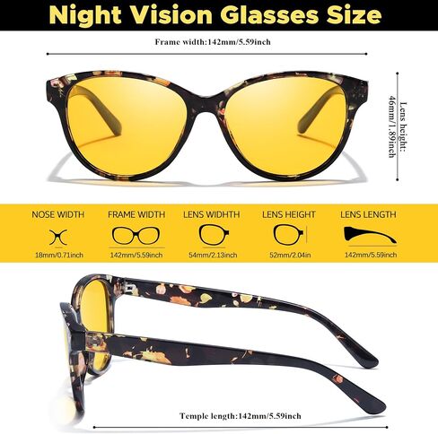 Chicid Night Vision Driving Glasses for Women, Polarized Anti-Glare Yellow Lens for Nighttime Rainy Foggy in Kuwait